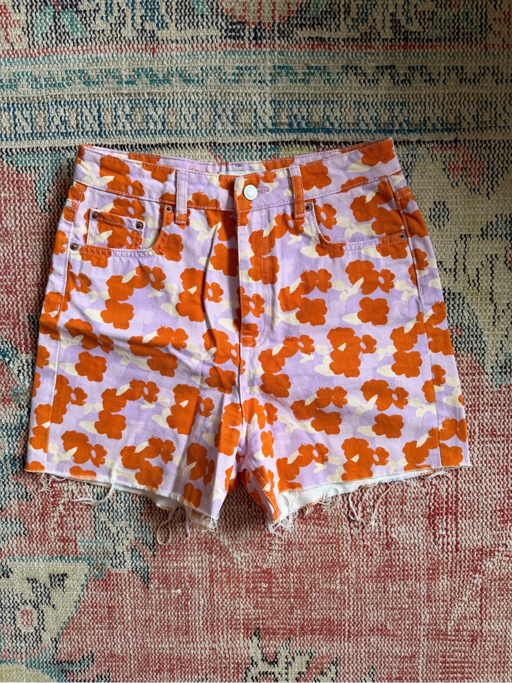 ZARA FLORAL DENIM SHORTS - Picture 1 of 4